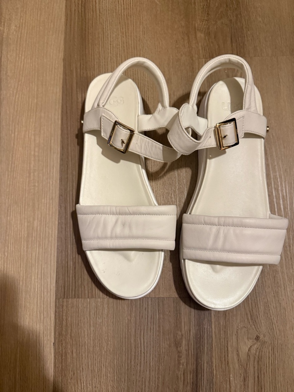 UGG Cream Padded Strap Slingback Sandals
